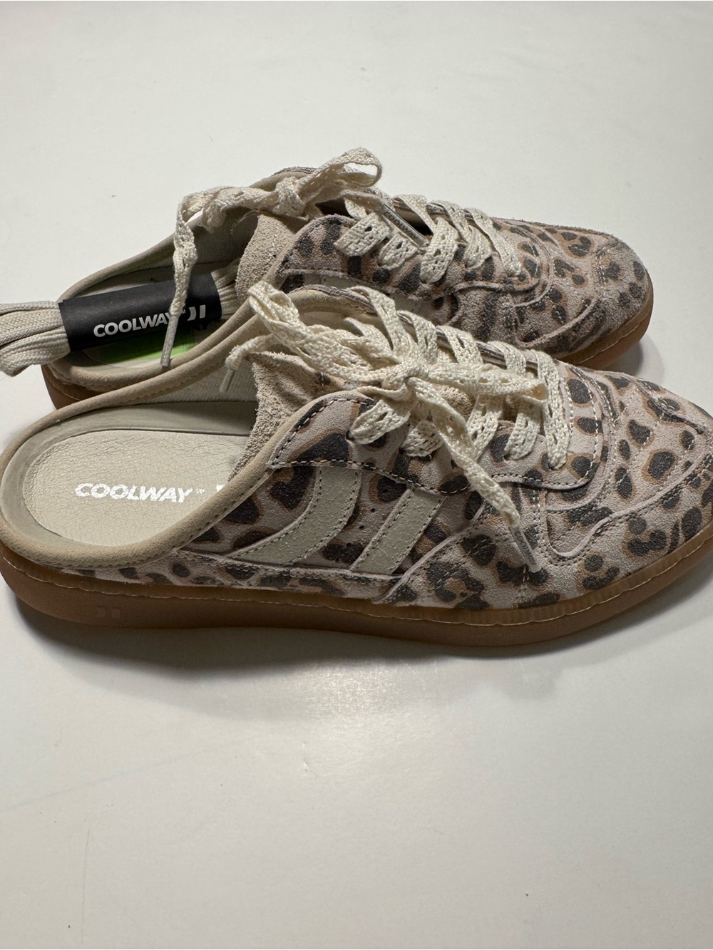 Anthropologie Coolway Women's Goal Mule Trainers Leopard Size 8